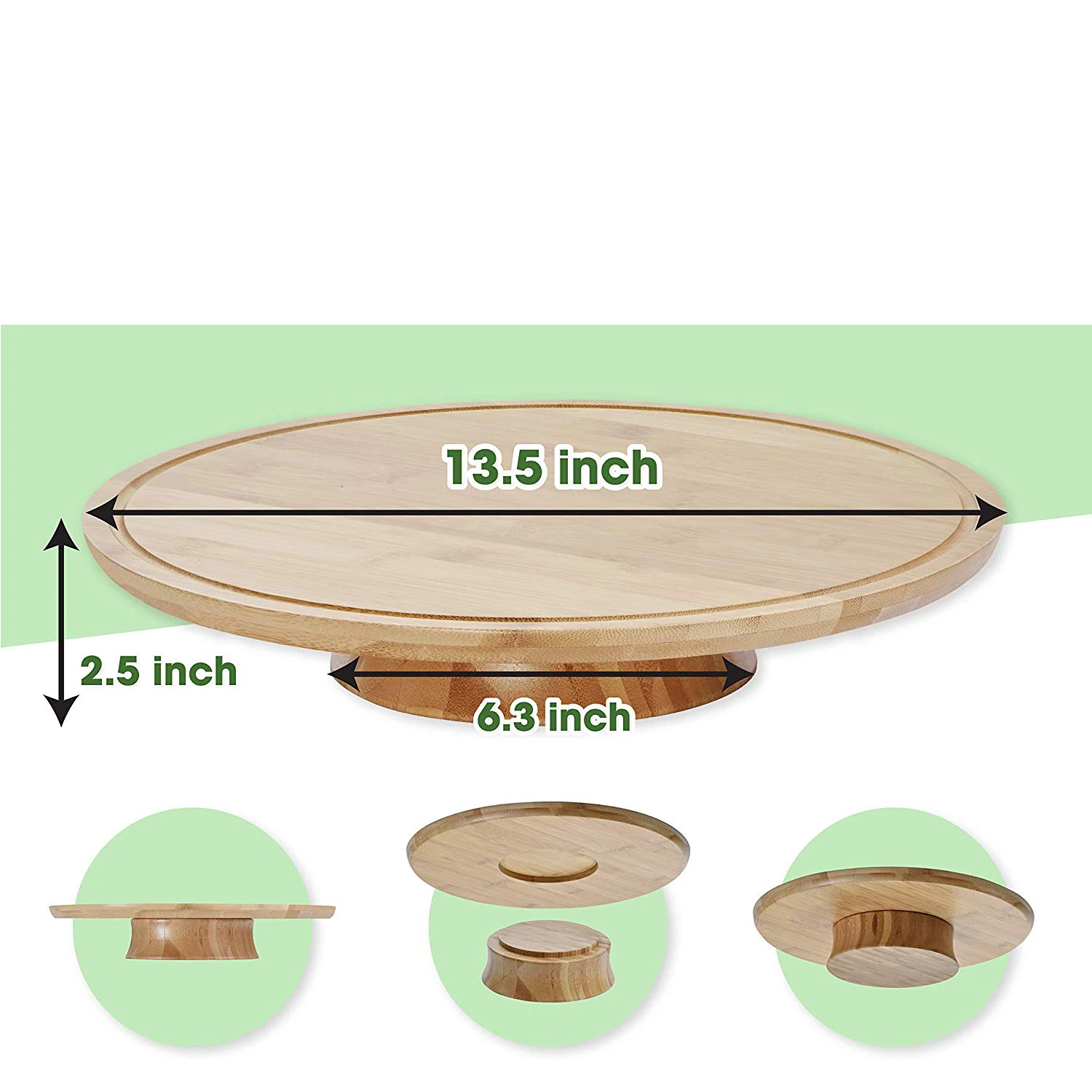 Stable Revolving Decorating 100 Natural Bamboo Cake Stand For Parties