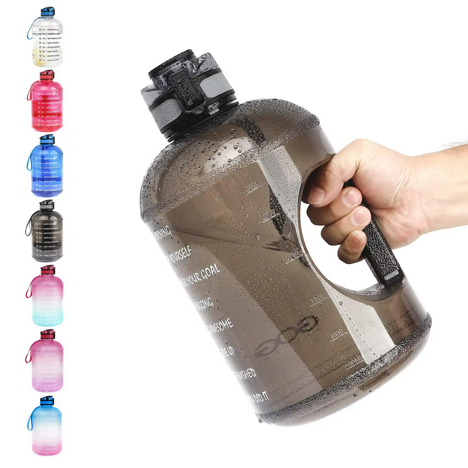 

1 Gallon BPA Free Plastic Gym Water Bottle With Time Marker, Blue/red/black/clear/blue purple/pink green/pink purple