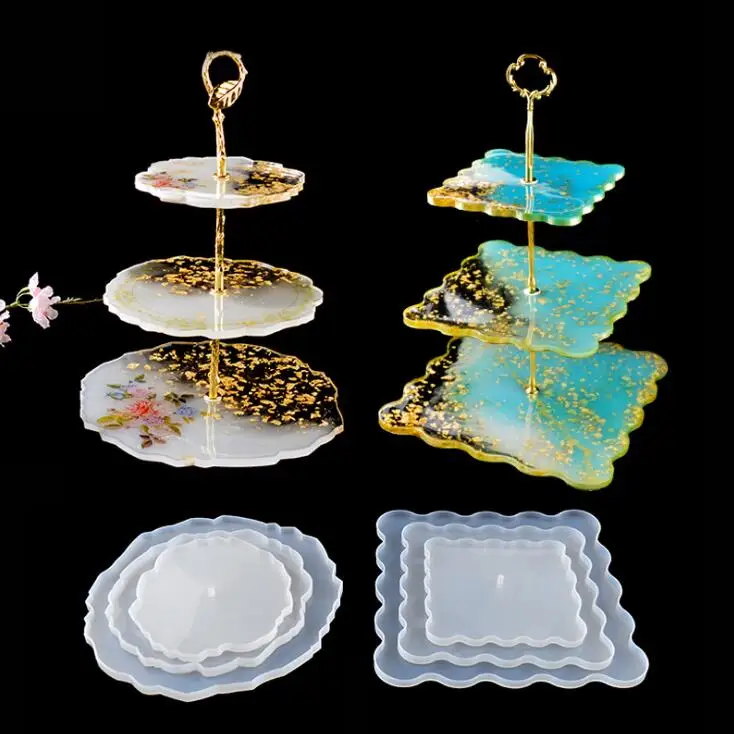 

3 Tier Resin Tray Stand Mould with Hardware Fittings for Making 3 Tier Cake Stand Home Decoration, Crystal clear