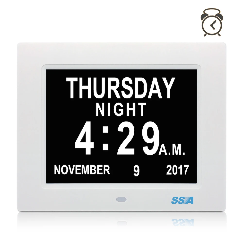 

Digital Day Clock Extra Large Non-Abbreviated Month Calendar Alarm Clocks