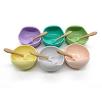 

BPA Free eco-friendly colorful tableware silicone baby feeding suction bowl with spoon