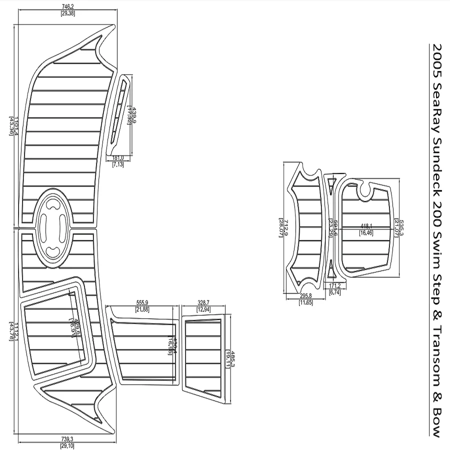 

2005 SeaRay Sundeck 200 Swim Step & Transom & Bow Pad Boat EVA Teak Decking 1/4" 6mm