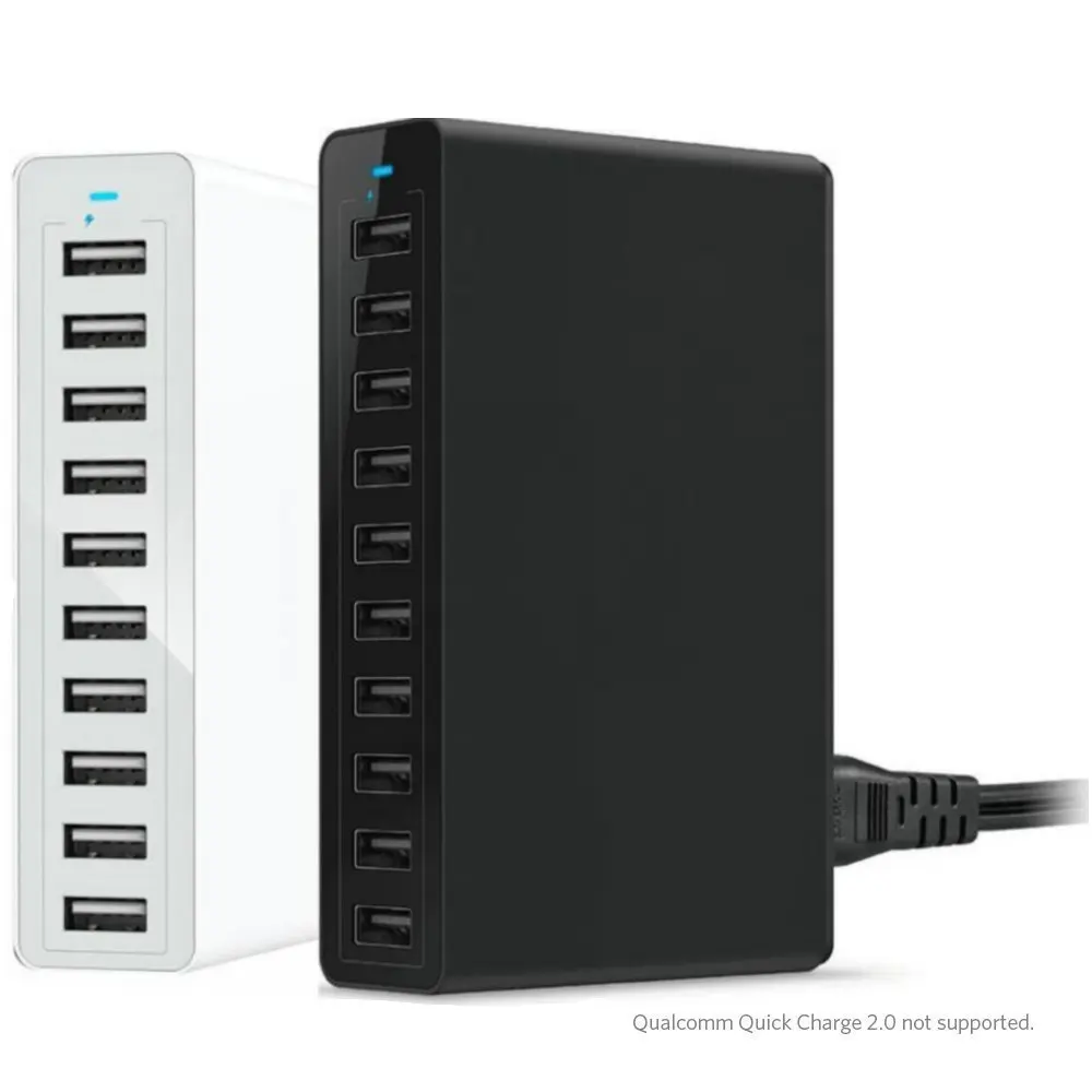 

5V 12A 60W 10 Port USB Desktop AC Wall charger Multi USB Charging Station Hub Portable 10 port usb home charger, White/black or customize