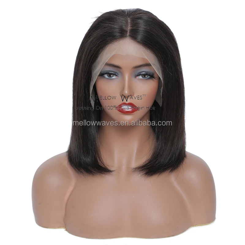 

Mell Waves Bob natural color Lace Front Wig Short Wig for Black Women 1B Color virgin Bob Wigs for black women