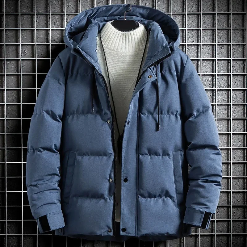 Warm Hooded Jacket Mens Parka Coat Solid Color 2023 Winter Parkas Male Casual Jackets Streetwear Men Fashion Harajuku Outwear