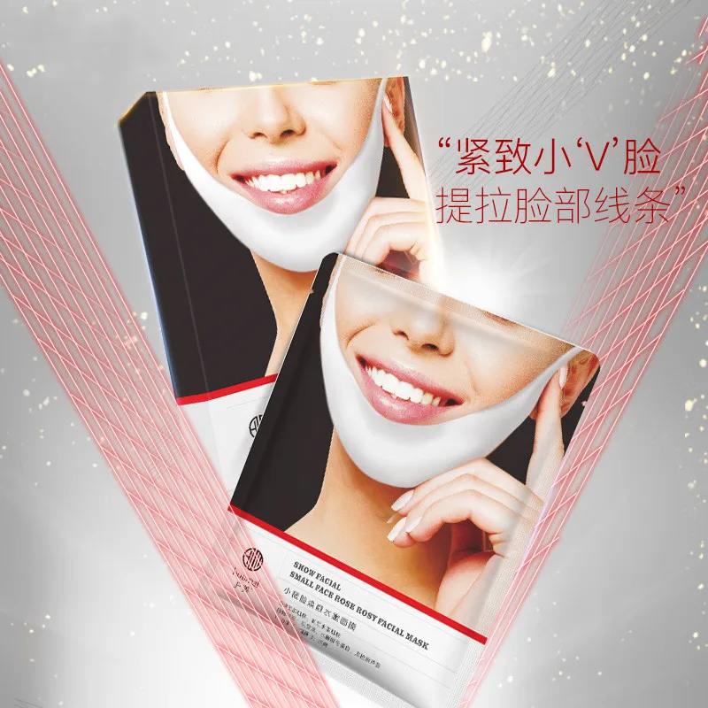 

SHOW FACIAL SMALL FACE ROSE ROSY FACIAL MASK V line face mask double chin shape lifting slimming hydrogel face mask