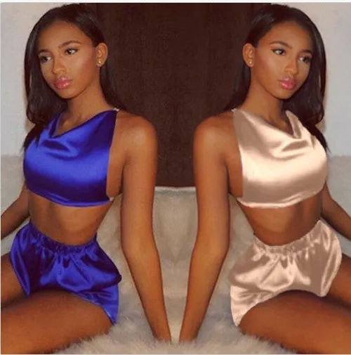 

Sexy Girls camis shorts Lingerie silk Satin pajama sleepwear for womens
