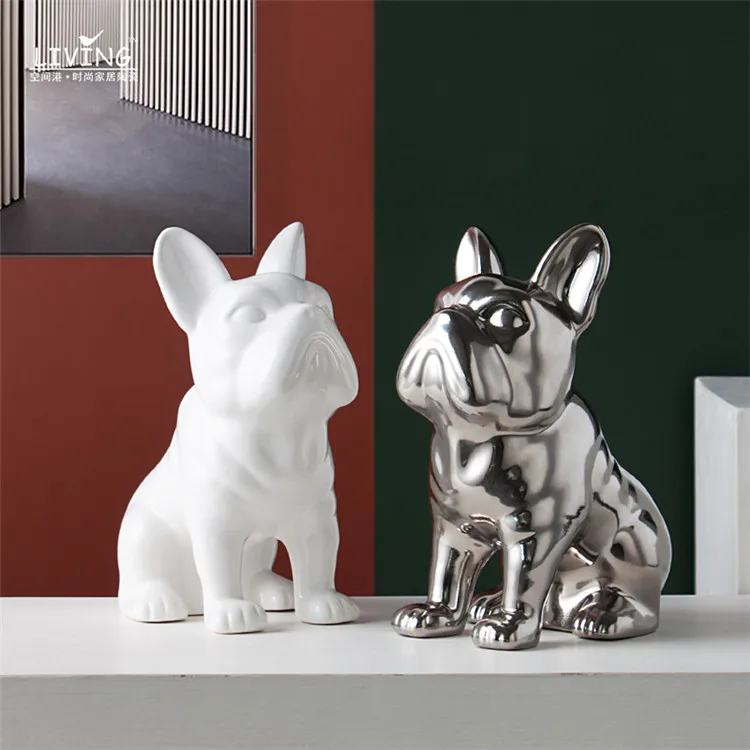 

Creative home decoration nodic style art ceramic bulldog piggy bank home crafts ceramic bulldog ornaments