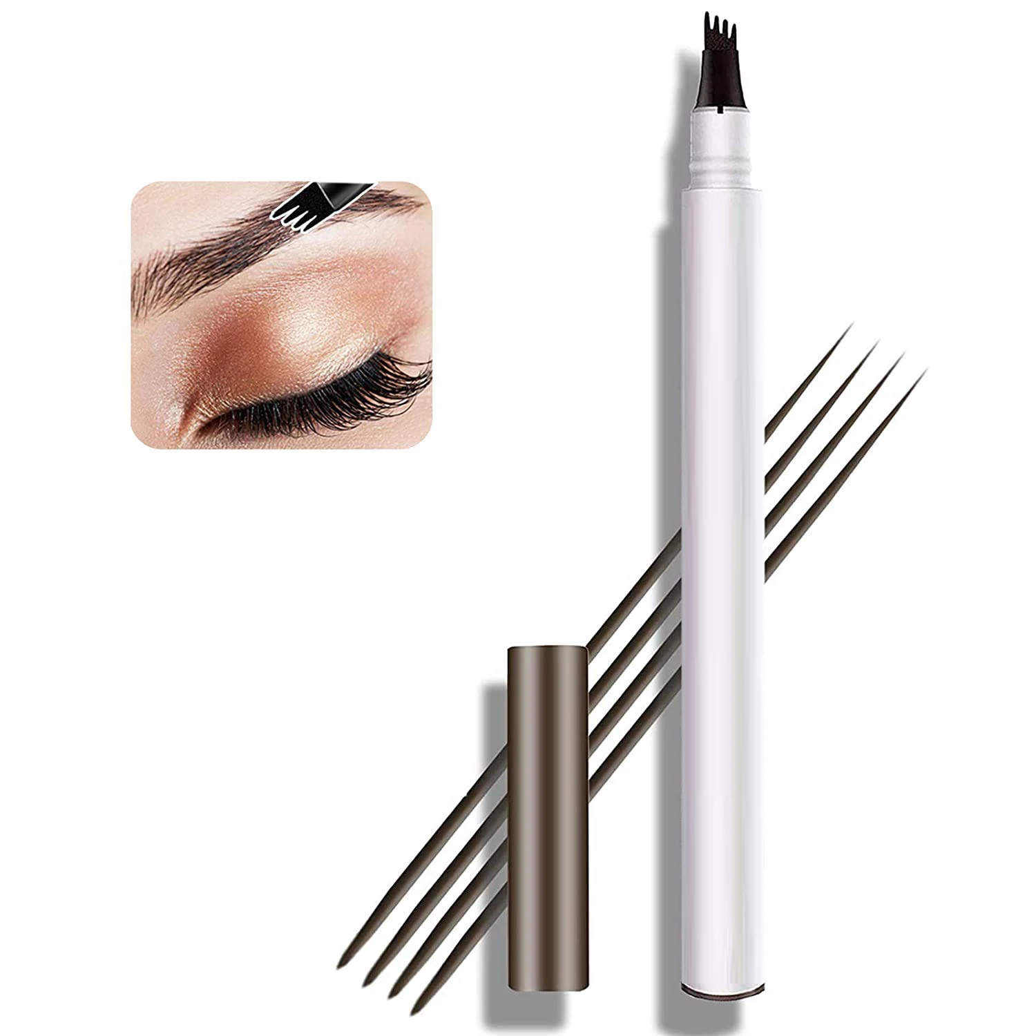 

Waterproof Long-Lasting Private Label Four 4 Tip Microblading Makeup Tint Brow Fork Eyebrow Pencil, 4 colors