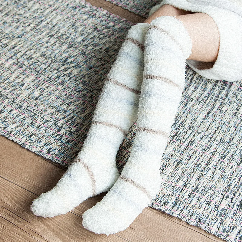 

Autumn And Winter Soft Coral Fleece Long Tube Cute Over-The-Knee Socks, Picture shown