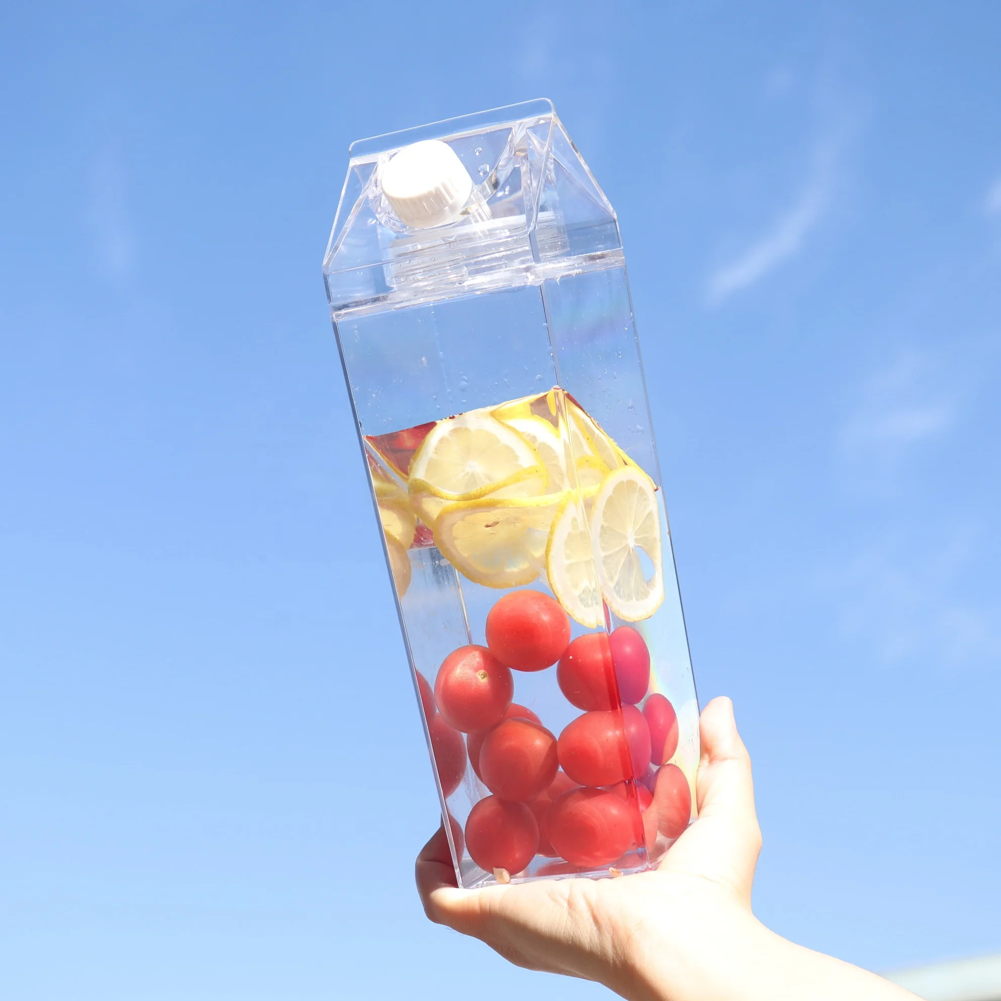 

32 oz reusable clear transparent milk carton water bottle 1000ml, Customized color