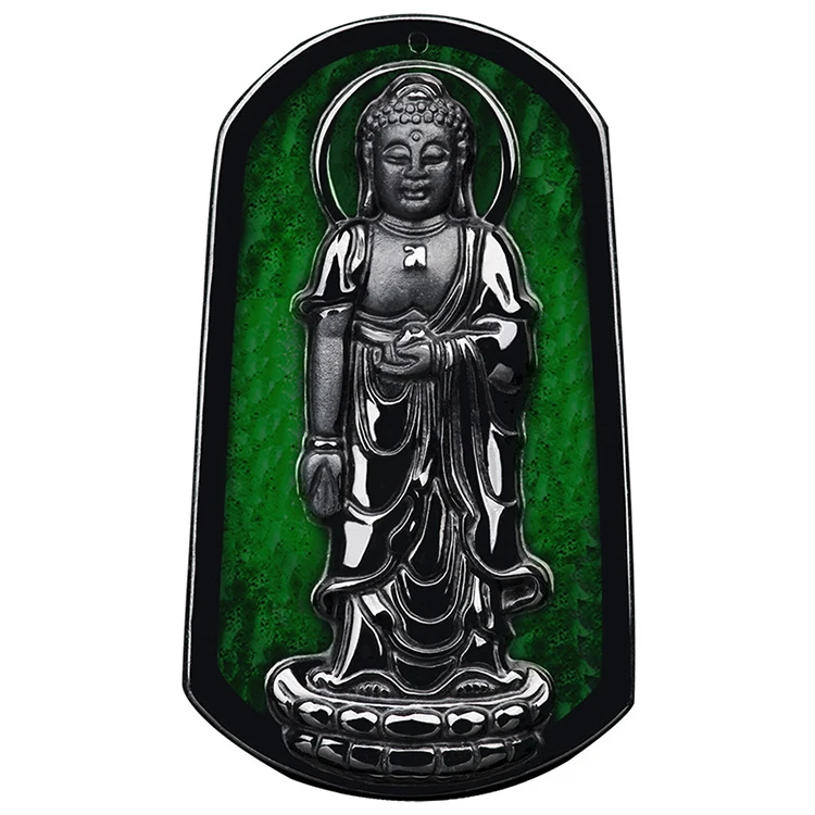 

Natural Ink Cui Jadeite Ink Jade Amitabha Buddha Ice Jade Pendant Buddha Pendant Myanmar Jadeware Wholesale