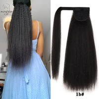 

Mengyun Long kinky straight Wrap Around Clip In Ponytail Hair Extension Heat Resistant Synthetic Natural Pony Tail False Hair