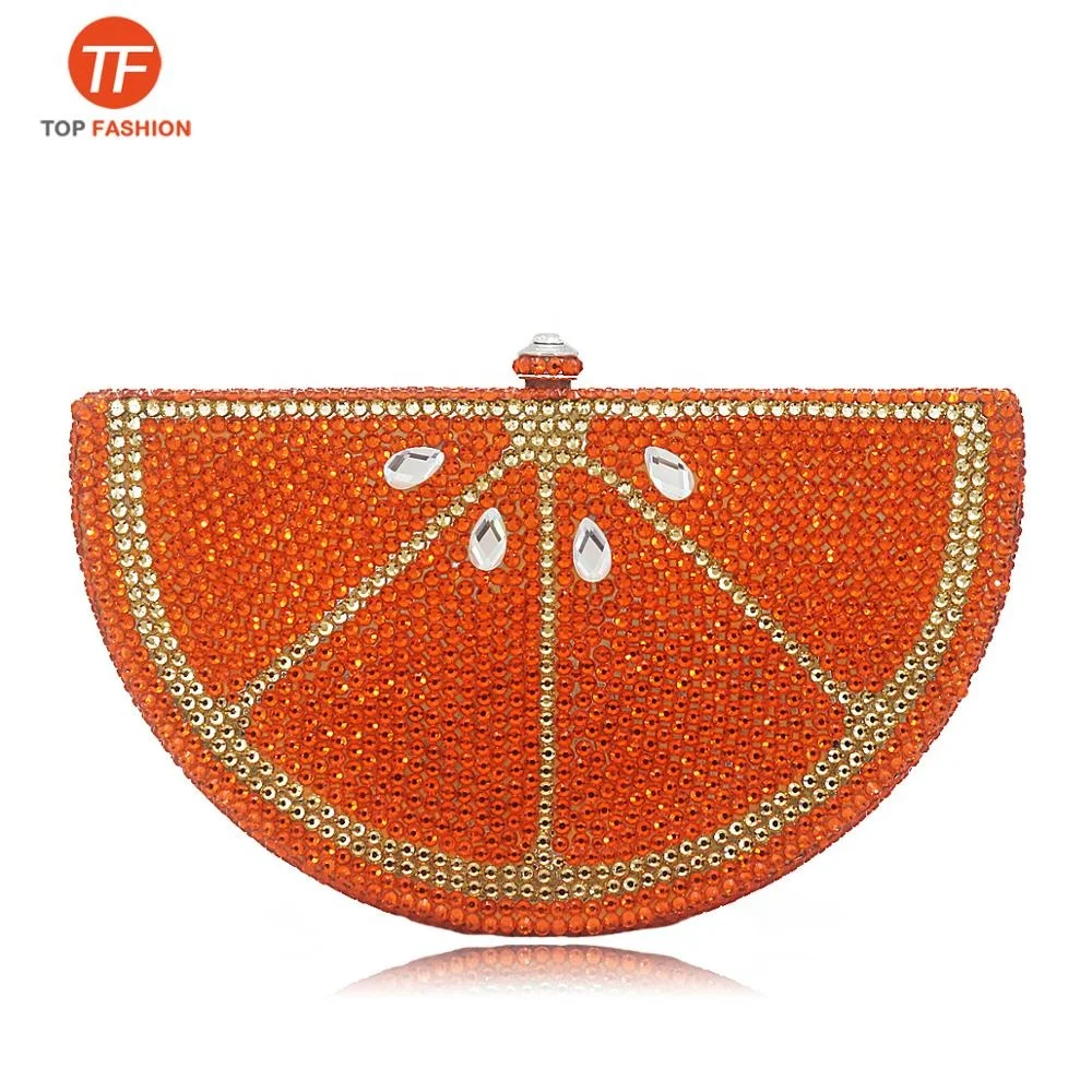 

women evening party diamonds fruit orange slice crystal clutch purses lemon clutch from factory wholesales, ( accept customized )
