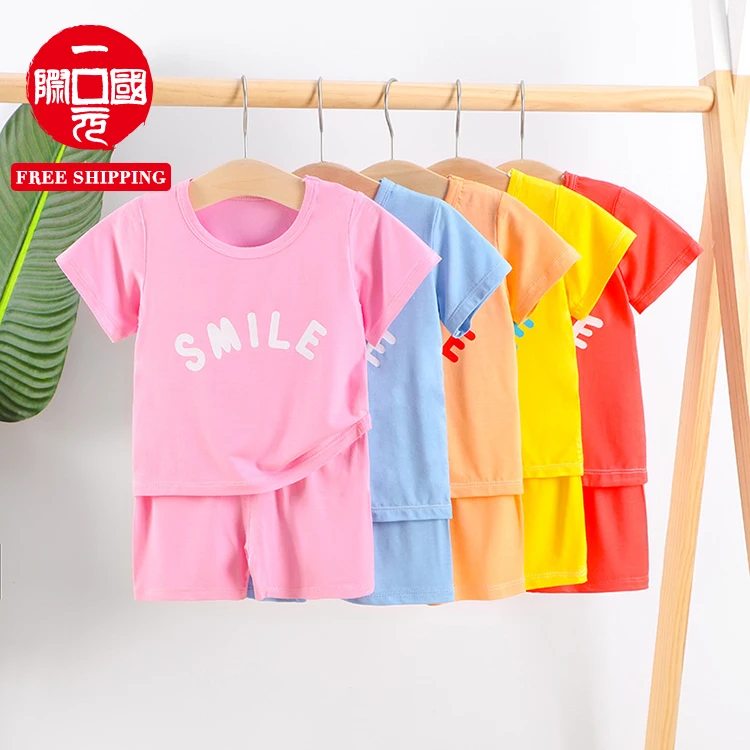 

Children's summer short-sleeved suit children's t-shirt boy shorts baby clothes modal girl suit