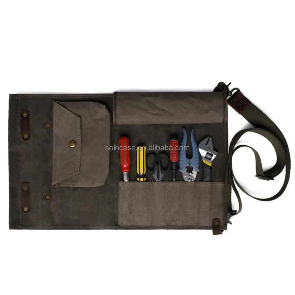 Durable Waxed Canvas Tool Roll Bag