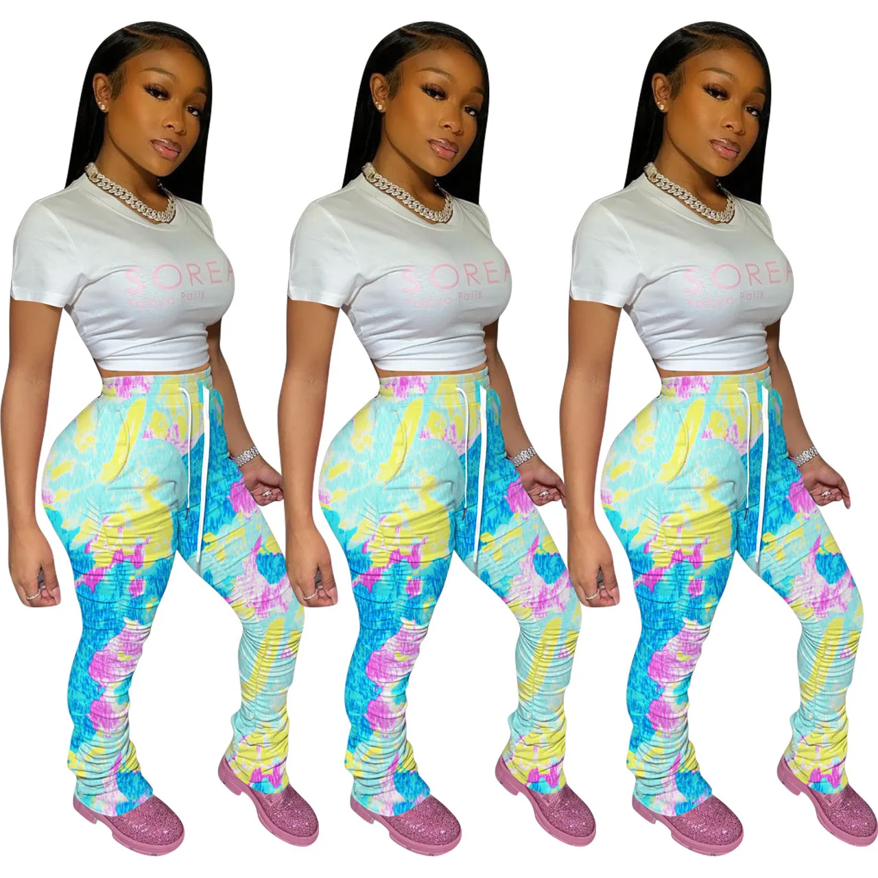tie dye bell bottom leggings