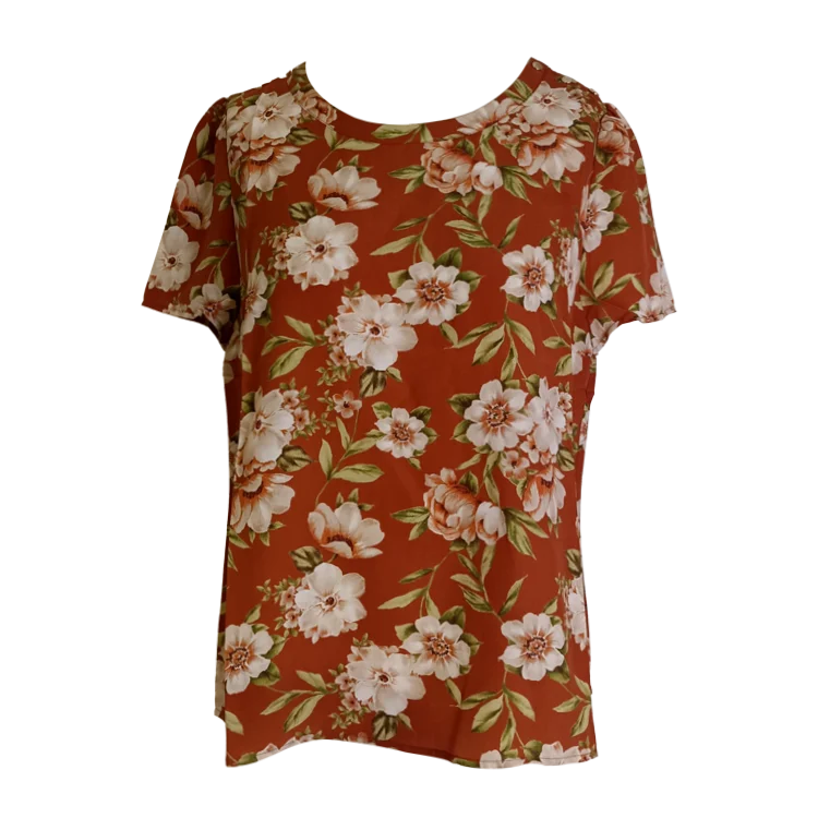 

Basic Women Floral Print T Shirt Top Casual Blouse Top, Yellow