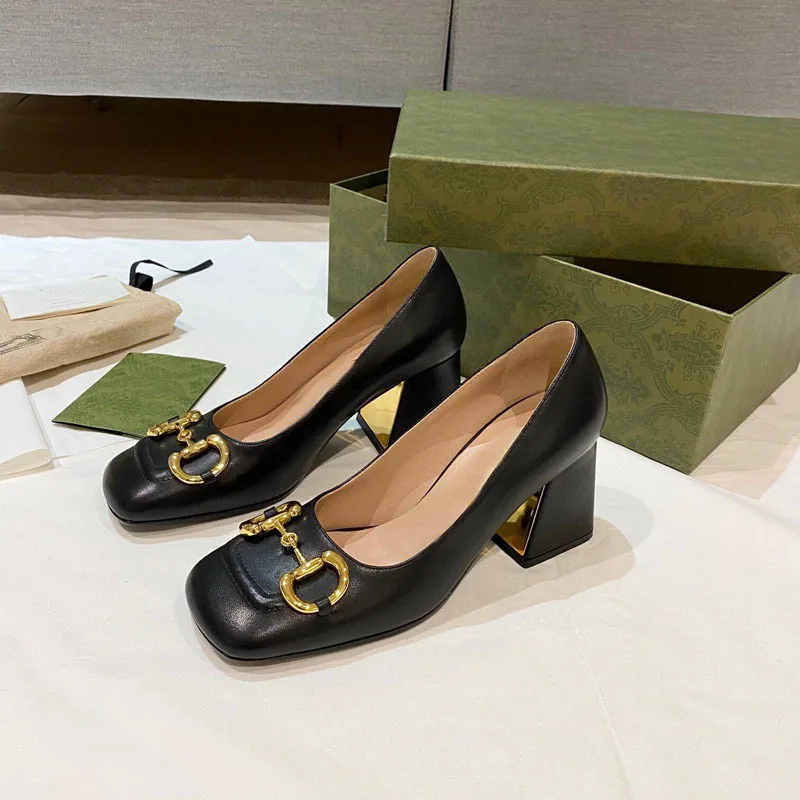 

Genuine Leather Single Shoes Women Thick High Heeled Shoes For Women And Ladies, Pink,black,white