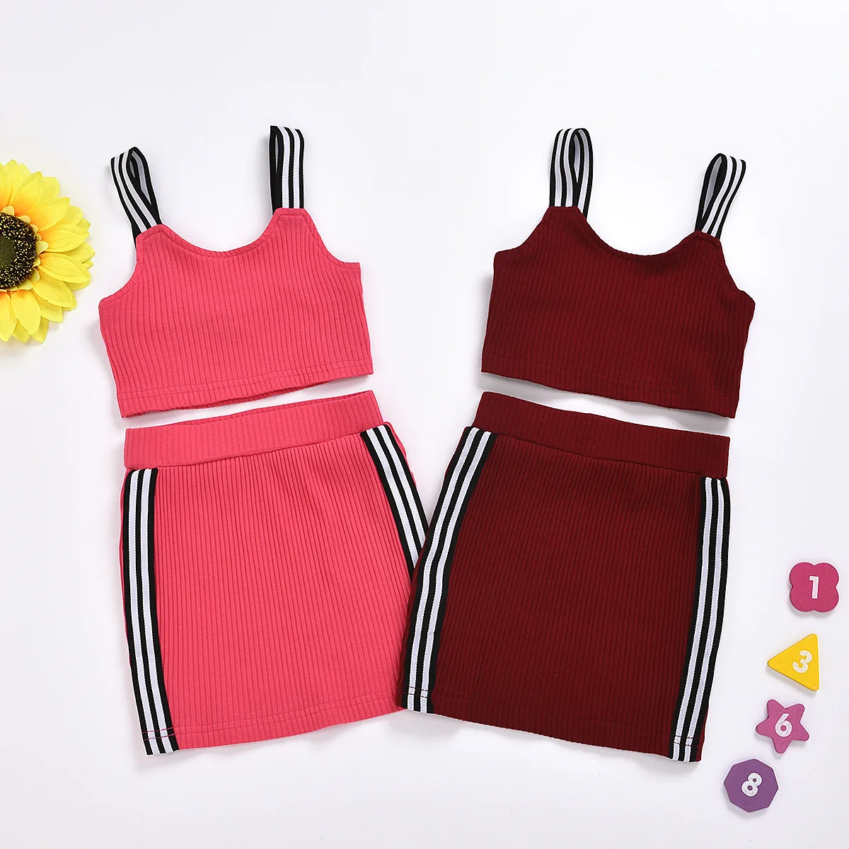 

Sleeveless Vest Skirts Kids Girls 2pcs Outfits Summer Boutique Kids Clothing Set Cotton Skirt Set Baby Girl Clothes Outfits