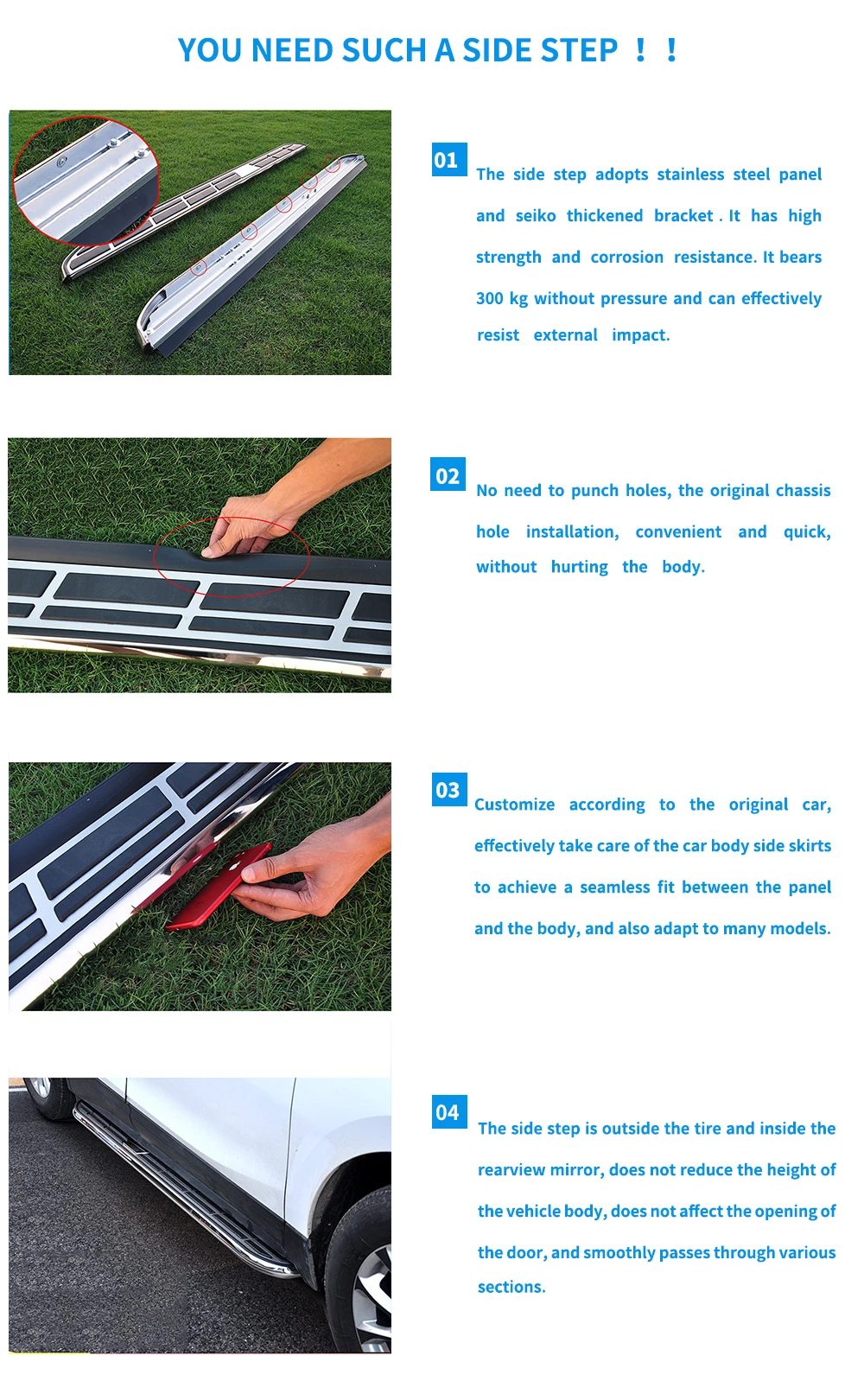 Kingcher Car Auto Modified Accessories Side Step For Vw Volkswagen