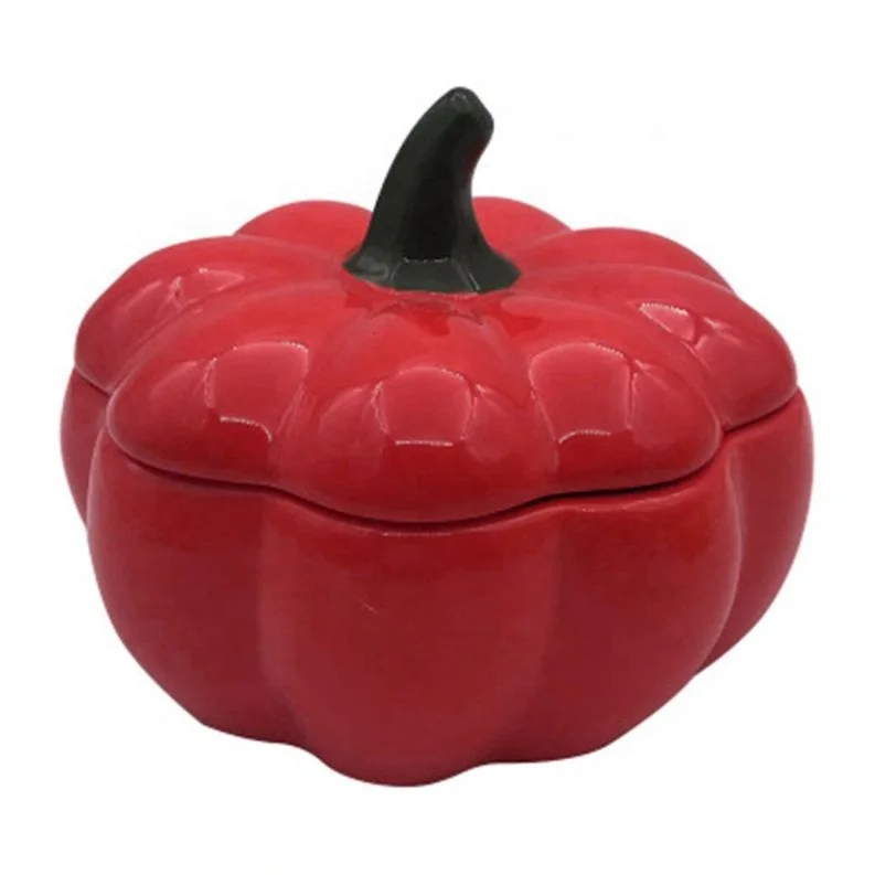 

Creative Ceramic Pumpkin Covered Bowl Household Cartoon Cute, Red/yellow/orange
