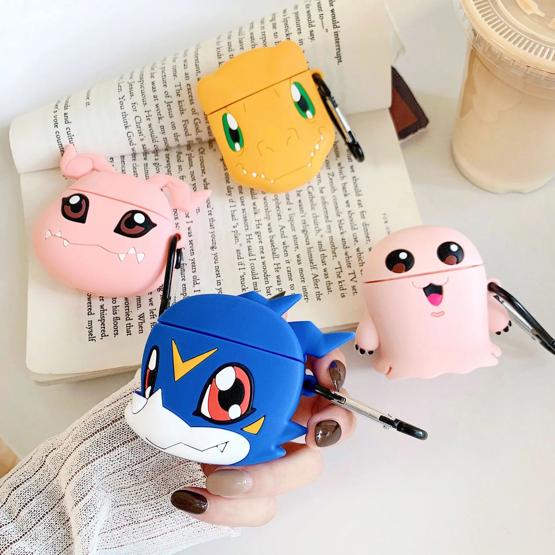 

Wireless Wireless Digital Monster Case for Airpods 1 2 Agumon Vmon 3D Digivice Game Cover, Colorful