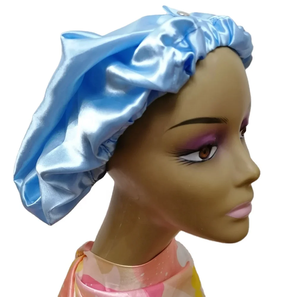 

Long Size Satin Bonnet with Snap Clasped Adjustable Silk Sleep Hair Cap Braids Bonnets, Customized