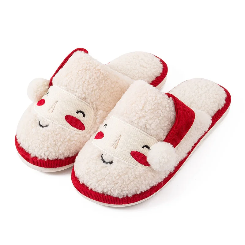 

2021 Indoor Warm Slippers Chinelos De Quarto Christmas Clown Soft Plush Home Floor Lovers Winter Shoes House Bedroom Slippers, Picture shows