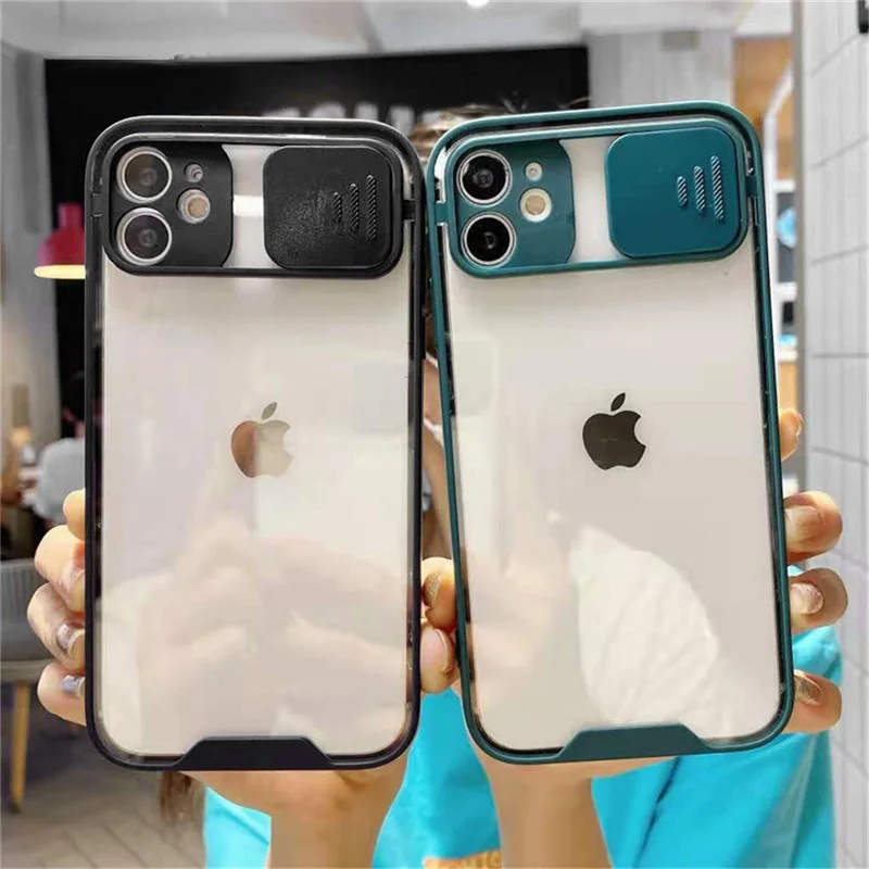 

Candy Color Camera Protection Slide Phone Case For iPhone 13 12 11 Mini Pro Max 7 8 Plus X XS XR SE2020 Clear Hard PC Back Cover