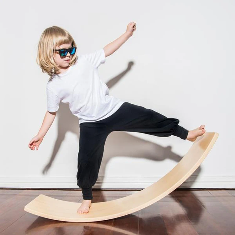 

Best Selling Children Wood Wobble Curved Board Montessori Toys Wooden Balance Board Felt