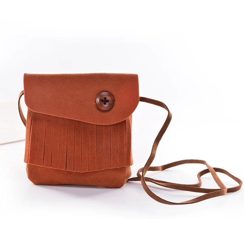 

Kids Toddlers Tassel Small Purse Coin Messenger Little Girl PU Leather Shoulder Bags Cute Button Handbags, Customized color