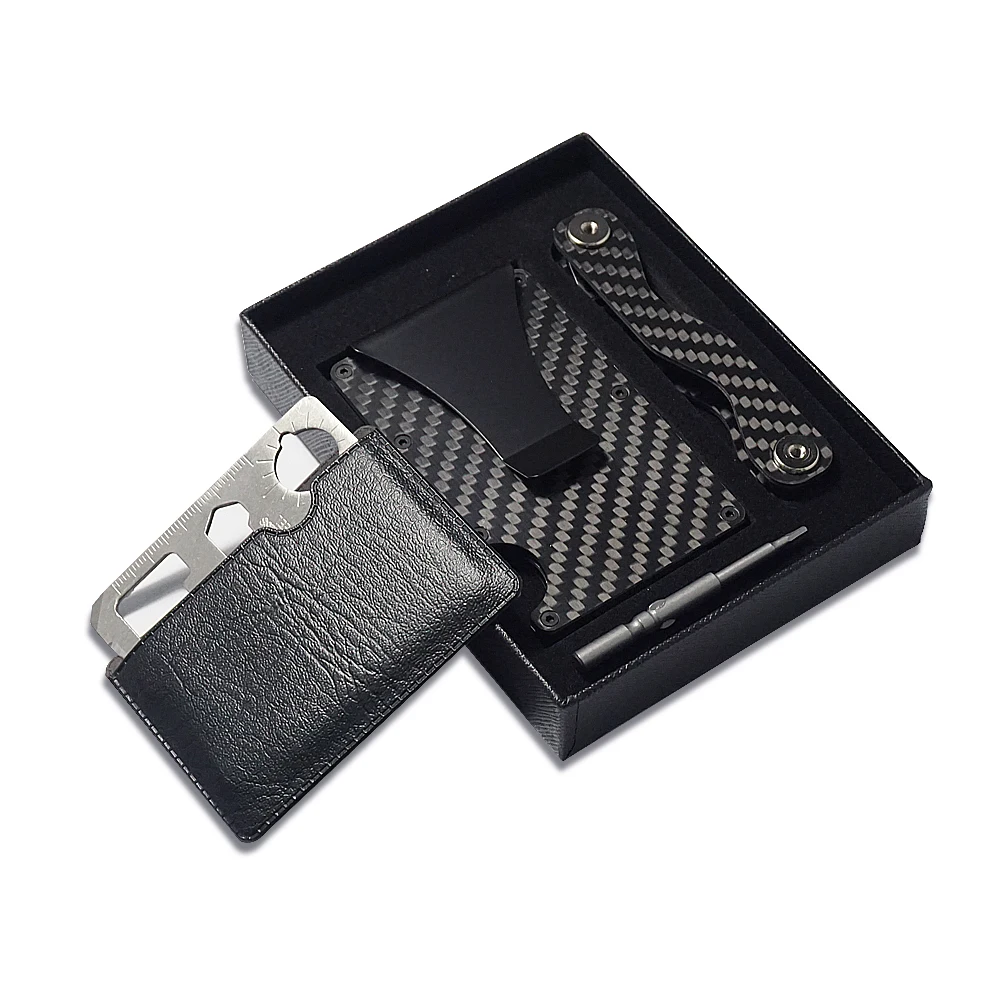 

2020 Premium Quality Carbon Fiber Card Holder with Money Clip, Minimalist Wallet & RFID Blocking Front Pocket card Wallet, Black