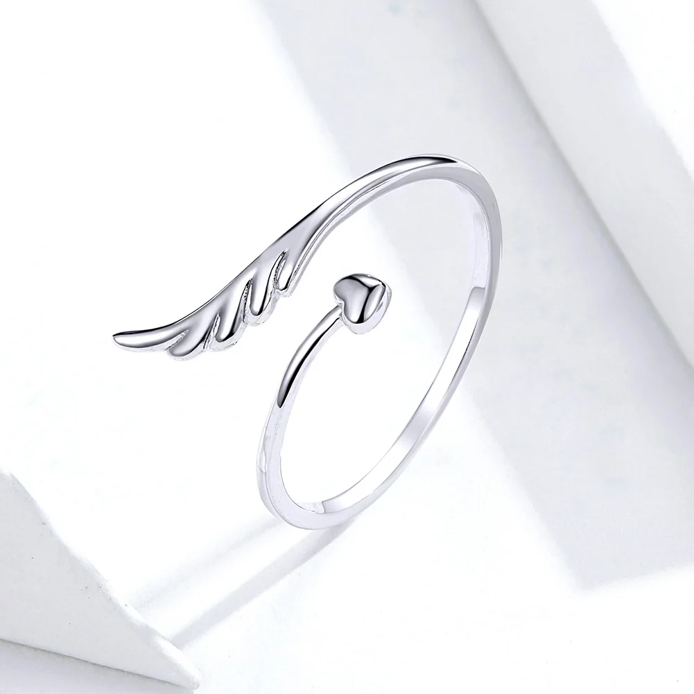 

Simple Angel wing Guardian Adjustable 925 Sterling Silver ring for women