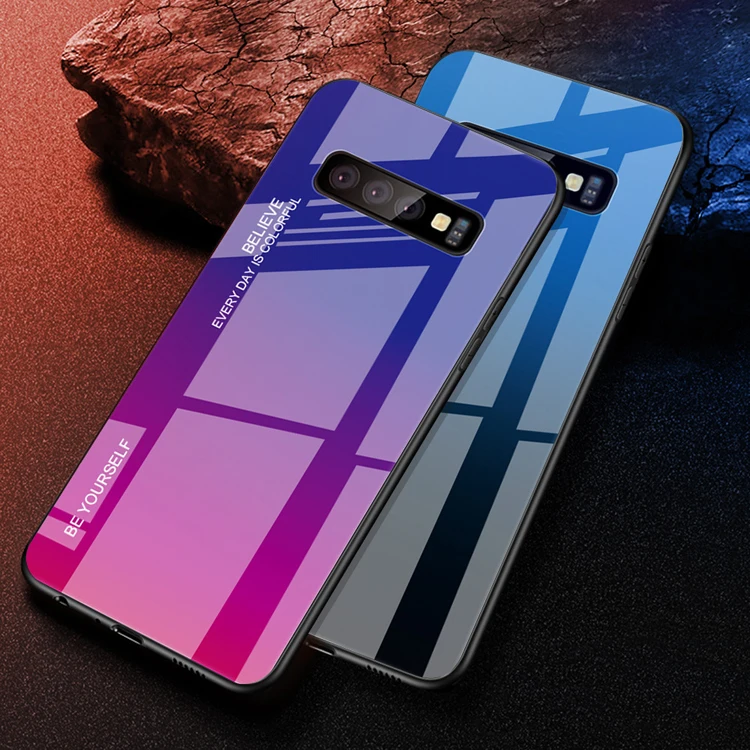 

Free sample beauty aurora color design tempered glass smartphone cover for samsung galaxy a10 / a20 / a30 soft tpu phone case