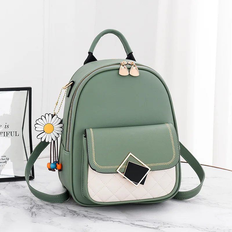 

TD9014 Handbag 2021 new fashion one-shoulder messenger multi-purpose soft leather backpack student small round bag