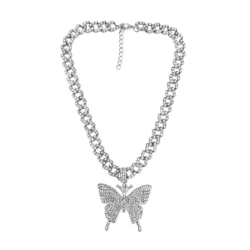

Amazon best-selling butterfly-shaped pendant rose gold girl butterfly-shaped necklace silver latest crystal necklace, Picture shows
