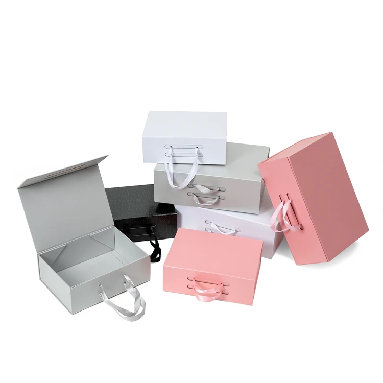 

Hot Fancy Magnet Custom Box Carton Black Rigid Flat Luxury Magnetic Folding Storage Packaging Boxes Gift Box With Ribbon