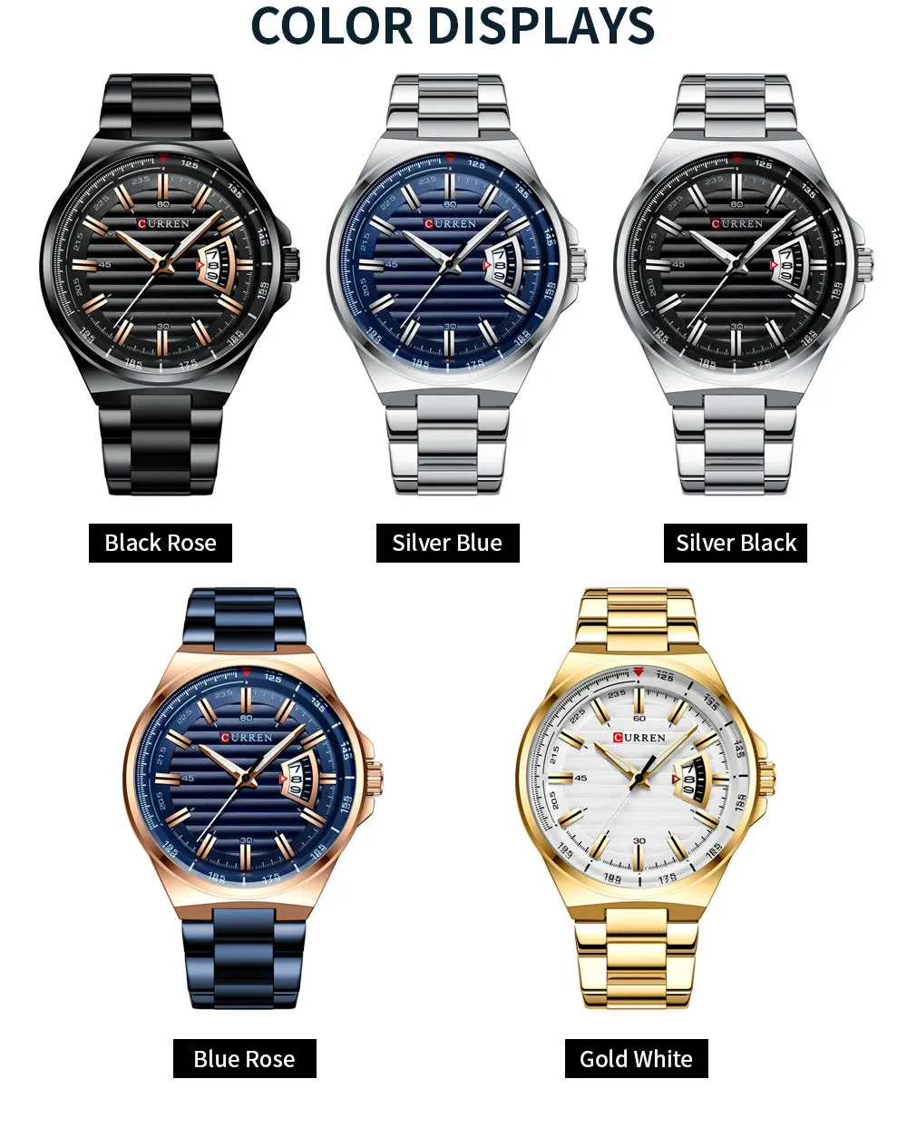 For CURREN 8375 Luxury Quartz Watches for Men Business New Calendar Relogio Masculino Waterproof Stainless Steel Band Alloy Fash