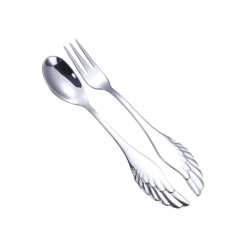 

New Design Angel Wings Spoon Stainless Steel Tea Spoon Fork Set Color Spoon Fork
