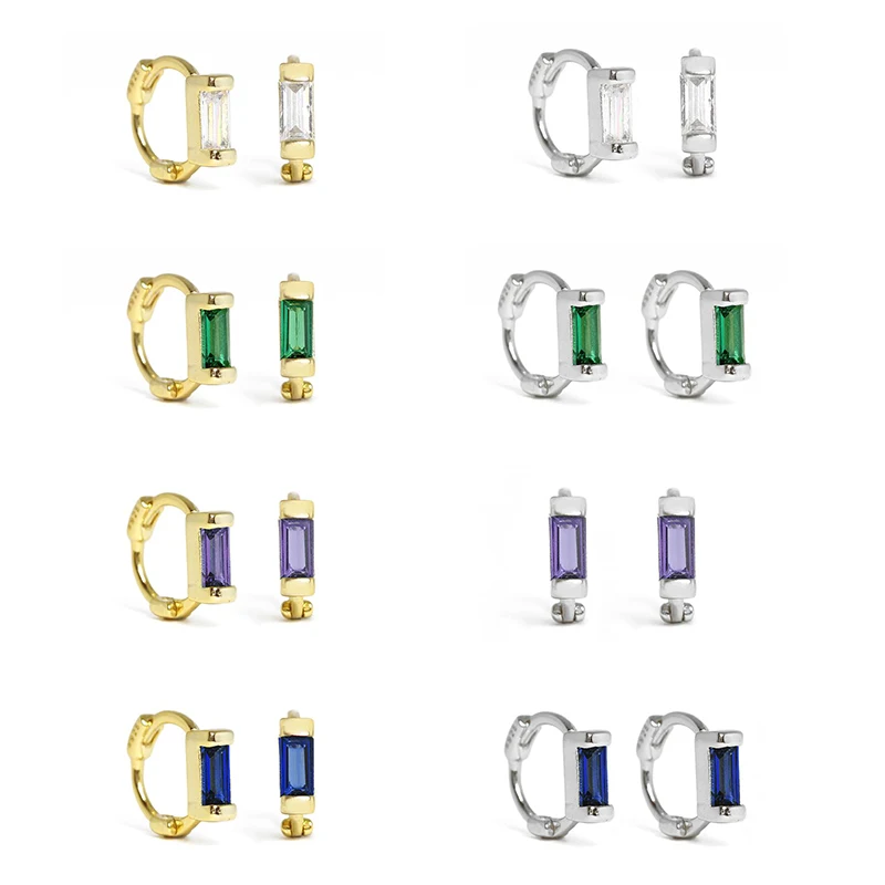 

Small Circle Hoop Earrings for Women Colorful Stars Flowers Zircon Huggie Earrings 925 Sterling Silver Pendientes Plata 925, Gold and silver