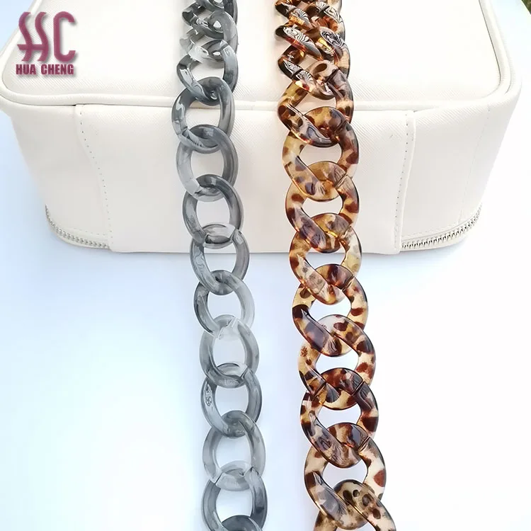 

Leopard print curb acrylic chain for bag, Green, whilte, yellow,and so on
