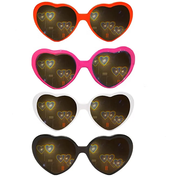 

Heart Sun glasses with 3D love light glasses luau eyewear party favor birthday hawaiian wedding sunglasses 2022