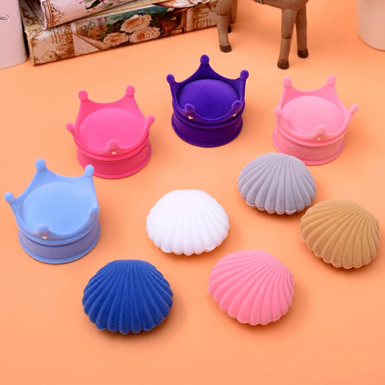 

Customized Creative Colorful Shell Velvet Jewelry Boxes Stud Earrings necklace jewelry packing box removed Gift jewelry box