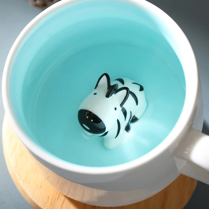 

China Wholesale Custom Factory Hot Sell Unique Design Ceramic Glass Coffee Cup Animal Mug, Picture color