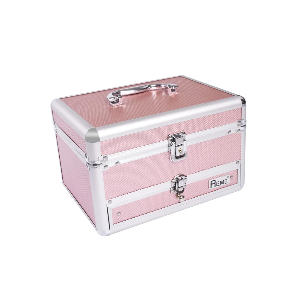 

Aluminum makeup kit briefcase make travel case, Pink