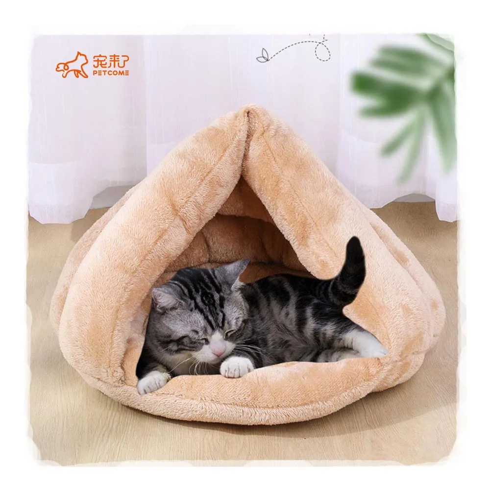 

PETCOME Suppliers Direct Sale Modern Half Enclosed Luxury Plush Soft Novelty Cute Removable Round Calming Cat Bed Sofa, 6 colors