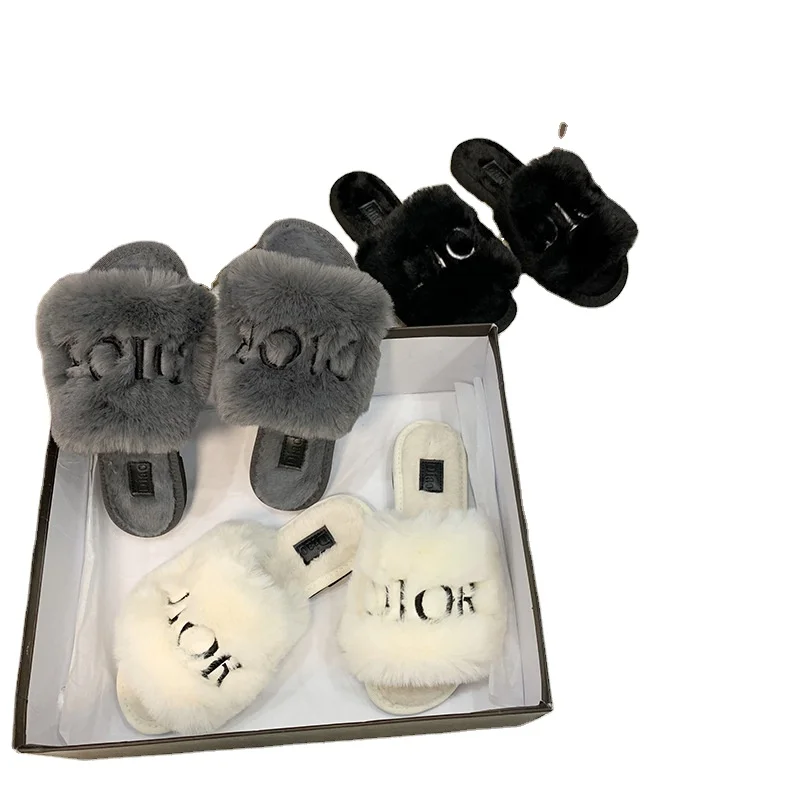 

2021 designer Home slippers famous brands Flip Flops Fluffy Slippers Fur Slippers for women