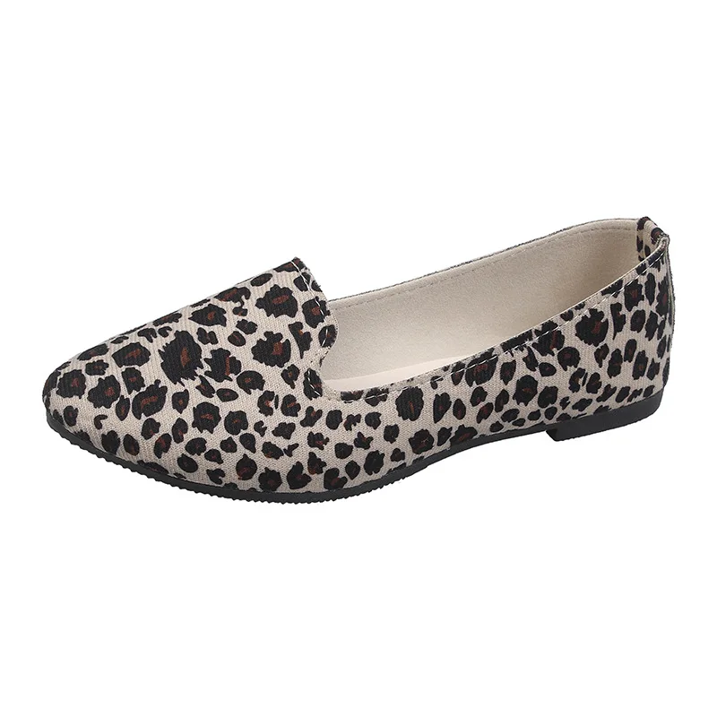 

2022 fashion leopard print women's shoes flat work shoes plus size 43