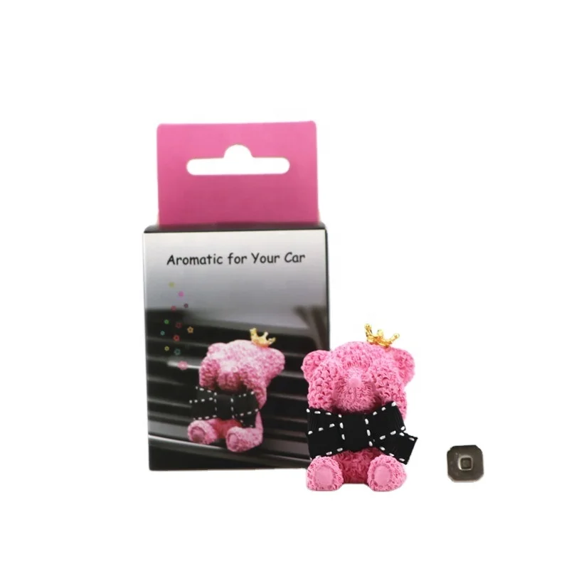 

Pink Teddy Bear Shaped Cute Ceramic Aroma Diffuser Scented Car Vent Clip Air Freshener